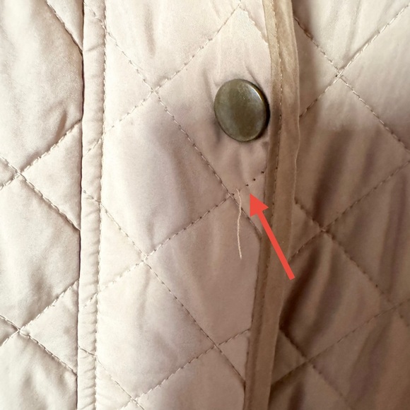 Lands' End Tan Quilted Jacket Corduroy Collar Snap Front XL - Picture 7 of 14